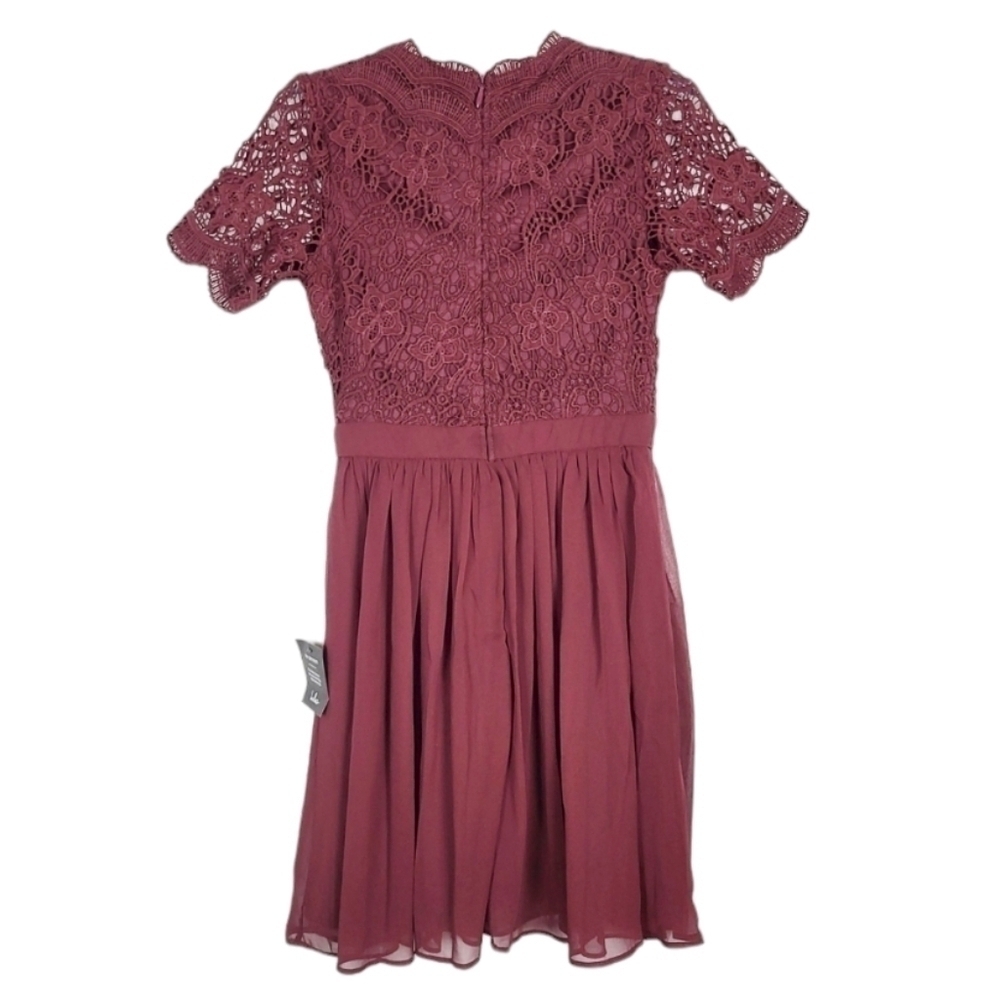 LULUS Angel in Disguise Burgundy Lace Skater Dress NWT wedding guest - Picture 3 of 5